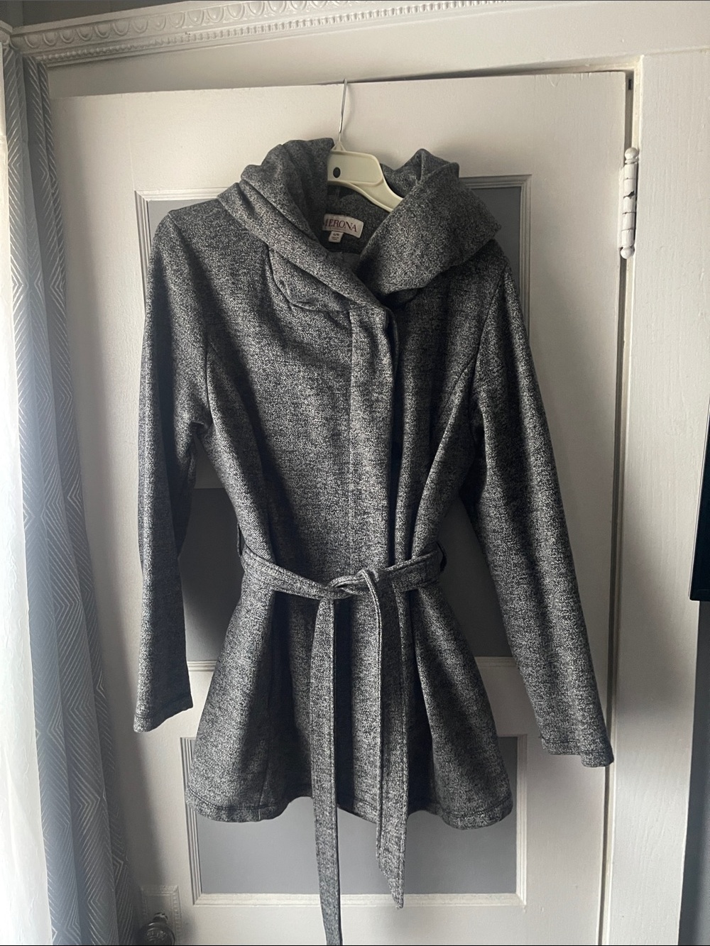Merona Dark Heather Gray Hooded Belted Trench Coat